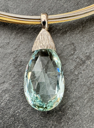 Aquamarin Briolett Anhänger 32,99 ct 585 Wg